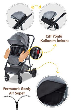 Baby Care BC-300 Exen Çift Yönlü Travel Sistem Bebek Arabası