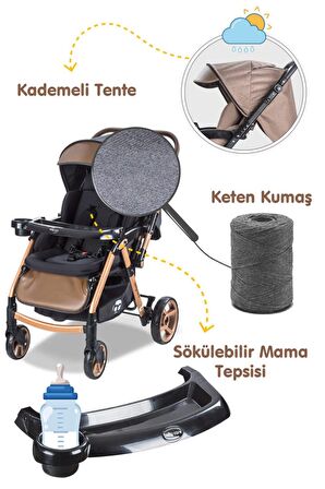 Baby Care Bc-500 Combo Maxi Pro Çift Yönlü Puset Gold/Siyah ( Z )