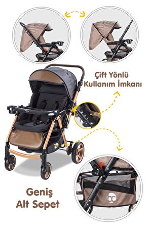 Baby Care Bc-500 Combo Maxi Pro Çift Yönlü Puset Gold/Siyah ( Z )