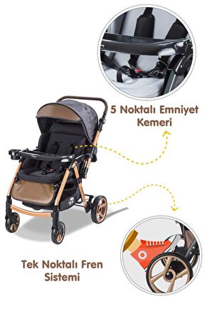 Baby Care Bc-500 Combo Maxi Pro Çift Yönlü Puset Gold/Siyah ( Z )