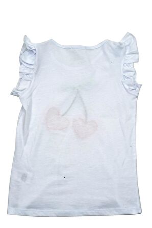 Kız Bebek Beyaz Cherry Aplikeli T-Shirt (9ay-4yaş)