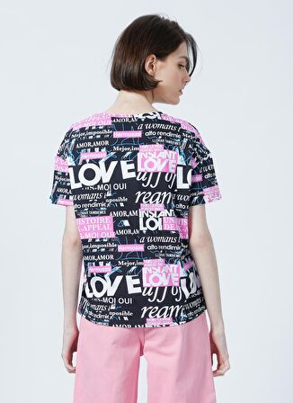 Fashion Friends 22Y0024K1 Bisiklet Yaka Normal Kalıp Baskılı Beyaz Kadın T-Shirt
