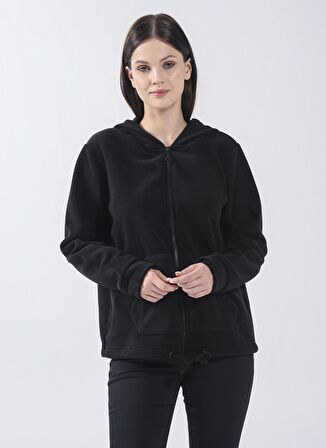 Fashion Friends Kapüşon Yaka Düz Siyah Kadın Sweatshırt 22K0373K1