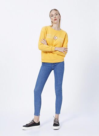 Fashion Friends Baskılı Hardal Kadın Sweatshırt 22K0573K1