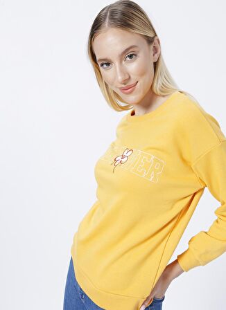 Fashion Friends Baskılı Hardal Kadın Sweatshırt 22K0573K1