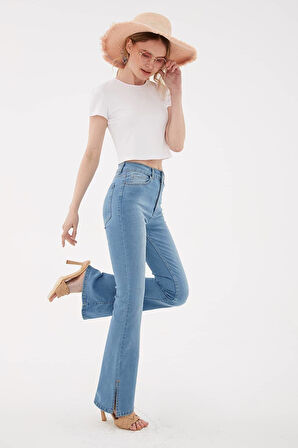 FASHION FRIENDS KADIN PAÇASI YIRTMAÇLI DENİM PANTOLON 23Y-PNT0298K1