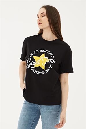 FASHION FRIENDS KADIN BASKILI T-SHİRT 23Y-TST0149K1