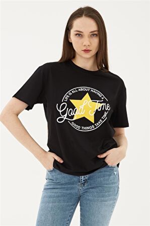 FASHION FRIENDS KADIN BASKILI T-SHİRT 23Y-TST0149K1