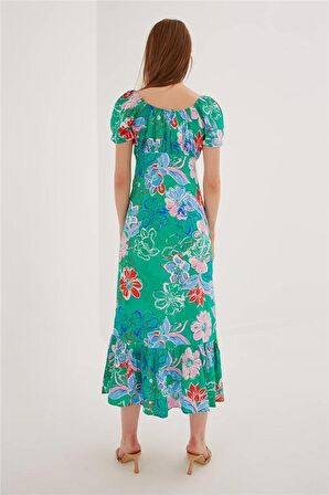 Fashion Friends Kadın Kalp Yaka Desenli Elbise 23Y0555K1
