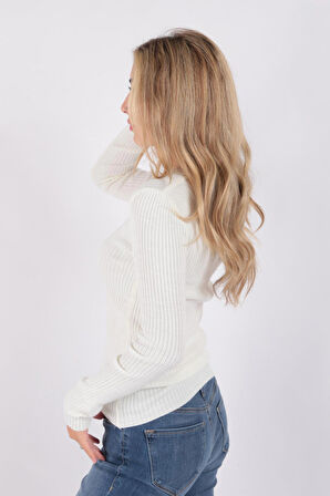 23K0289K1 Kadın V Yaka Kazak