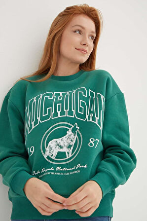 FASHION FRIENDS KADIN BASKILI SWEAT 23K0157K1