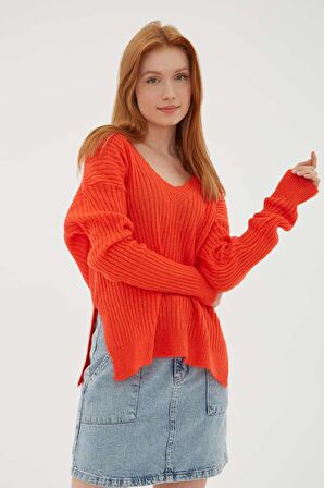 Fashion Friends 23K0094K1 Kadın V Yaka Kazak