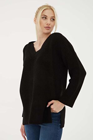 Fashion Friends 23K0145K1 Kadın V Yaka Oversize Kazak