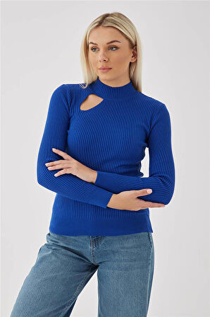 Kadın Pencere Detaylı Kazak 23K0167K1 Saks