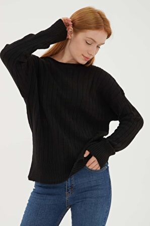 23K0092K1 Kadın Kayık Yaka Kazak