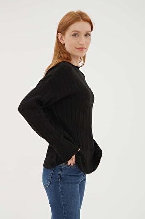 23K0092K1 Kadın Kayık Yaka Kazak