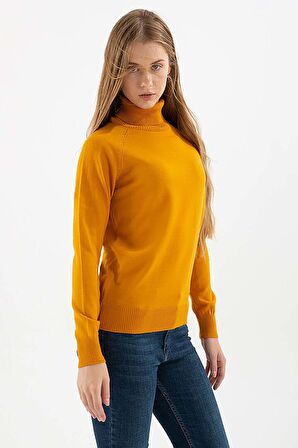 Kadın Balıkçı Yaka Kazak 23K0401K1 Hardal