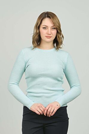 Kadın Fitilli Bisiklet Yaka Kazak 23K0290K1 Mint