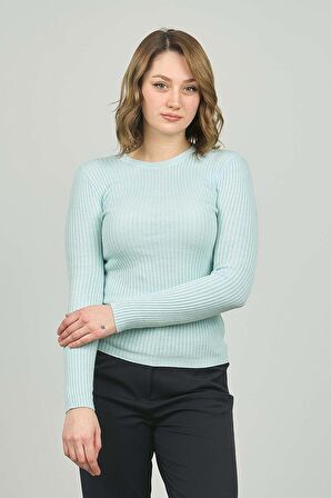 Kadın Fitilli Bisiklet Yaka Kazak 23K0290K1 Mint