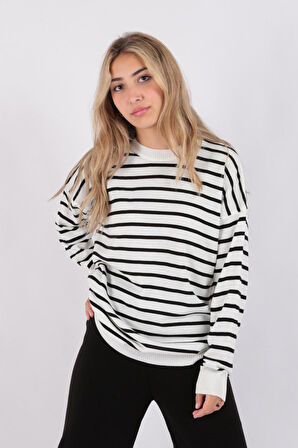 Fashion Friends 23K0480K1 Kadın Çizgili Kazak