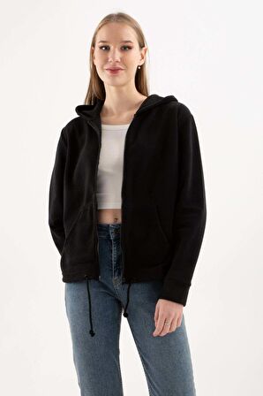 Kadın Fermuarlı Polar Sweat 23K0851K1 Siyah