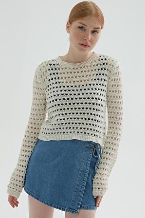 Fashion Friends 24Y0060K1 Kadın Ajurlu Bluz