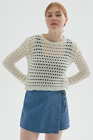 Fashion Friends 24Y0060K1 Kadın Ajurlu Bluz