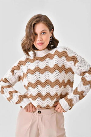 24K0377K1 Kadın Ajurlu Kazak