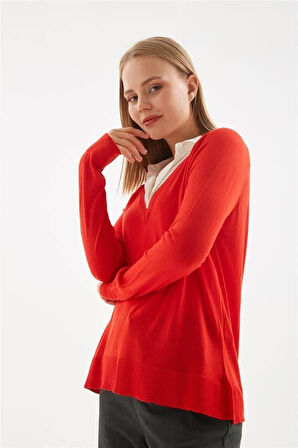 Fashion Friends Kadın V Yaka Kazak 24K0145K1