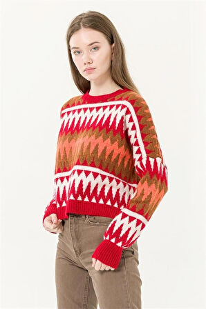 Desenli Kazak Kırmızı