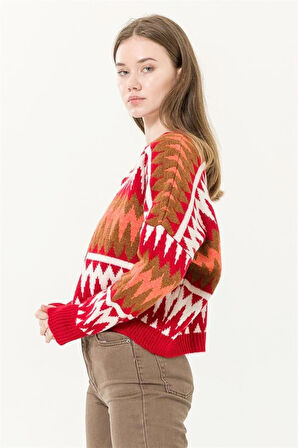 Desenli Kazak Kırmızı