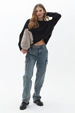 Yanı Fermuarlı Kazak Siyah