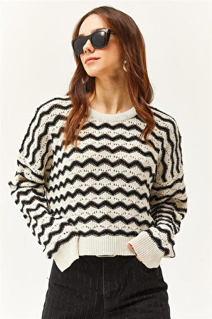 24K0376K1 Kadın Ajurlu Kazak