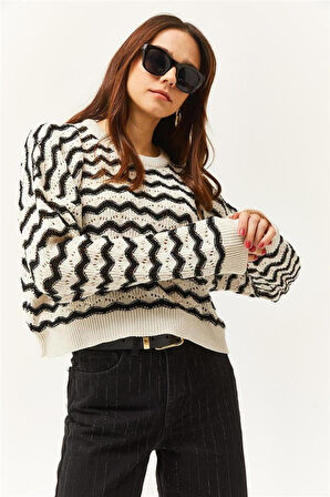 24K0376K1 Kadın Ajurlu Kazak