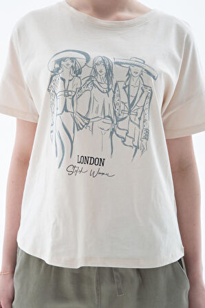 Fashion Friends 25Y0077K1 Kadın Baskılı Bluz