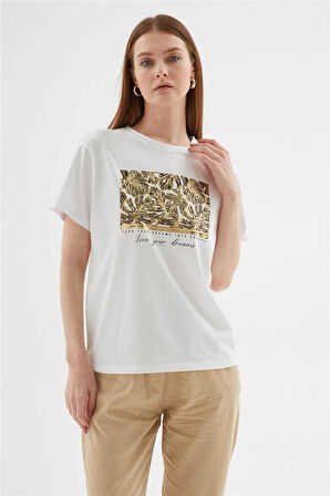 Fashion Friends 25Y0062K1 Kadın Baskılı Taşlı  Bluz