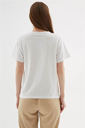 Fashion Friends 25Y0062K1 Kadın Baskılı Taşlı  Bluz