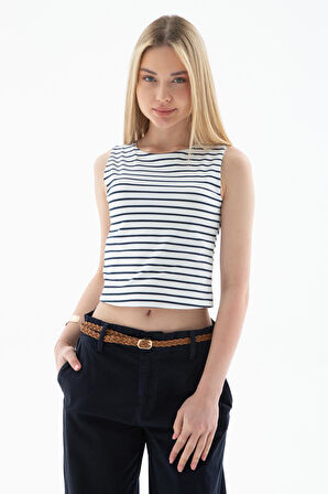 Fashion Friends 25Y0326K1 Kadın Kolsuz Crop Bluz