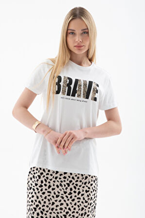 Fashion Friends 25Y0433K1 Kadın Baskılı T-Shirt