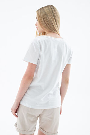 Fashion Friends 25Y0478K1 Kadın V Yaka T-Shirt
