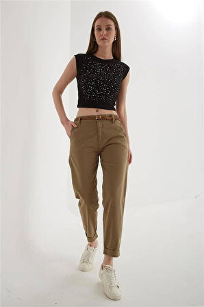 FASHION FRIENDS KADIN KEMERLİ PANTOLON 25Y0107K1