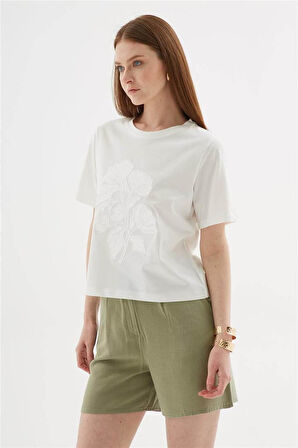 Fashion Friends 25Y0078K1 Kadın Aplikeli Bluz