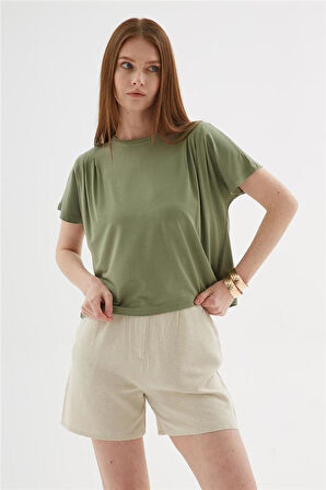FASHION FRIENDS KADIN DÖKÜMLÜ CROP BLUZ 25Y0512K1