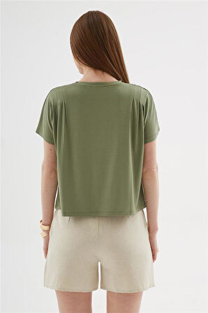 FASHION FRIENDS KADIN DÖKÜMLÜ CROP BLUZ 25Y0512K1