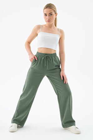 FASHION FRIENDS KADIN GENİŞ PAÇA KETEN PANTOLON 25Y0608K1