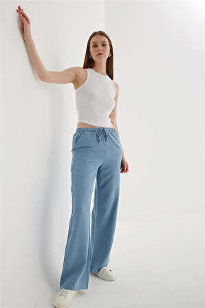 Fashion Friends Geniş Paça Kadın Keten Pantolon 25Y0249K1