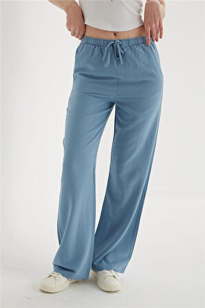 Fashion Friends Geniş Paça Kadın Keten Pantolon 25Y0249K1