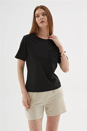 Fashion Friends 25Y0026K1 Kadın Kroşe Cepli  Bluz