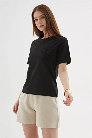 Fashion Friends 25Y0026K1 Kadın Kroşe Cepli  Bluz