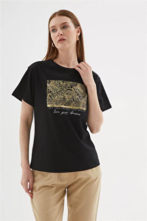 Fashion Friends 25Y0062K1 Kadın Baskılı Taşlı  Bluz